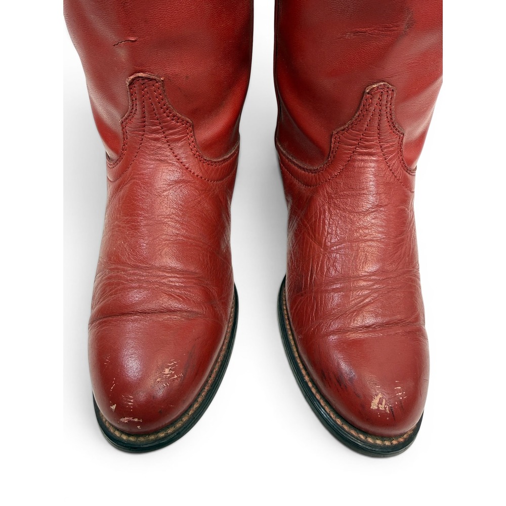 Laredo Western Cowboy Boots Womens Size 6.5 Smooth Red Leather Round Toe Pull On - Picture 3 of 10
